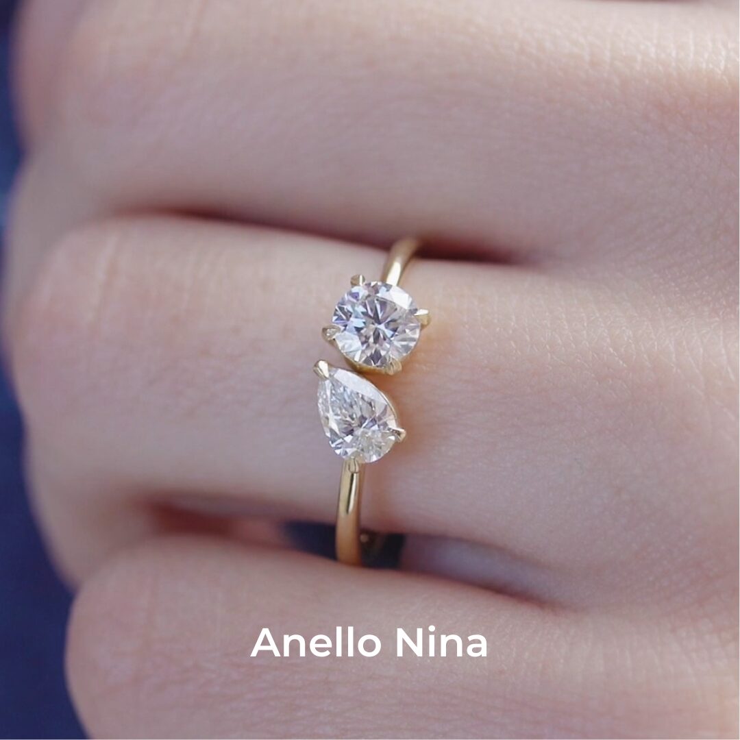 anello di fidanzamento Nina on oro 18k 750 - diamanti lab grown - lab-grown diamonds engagement rings