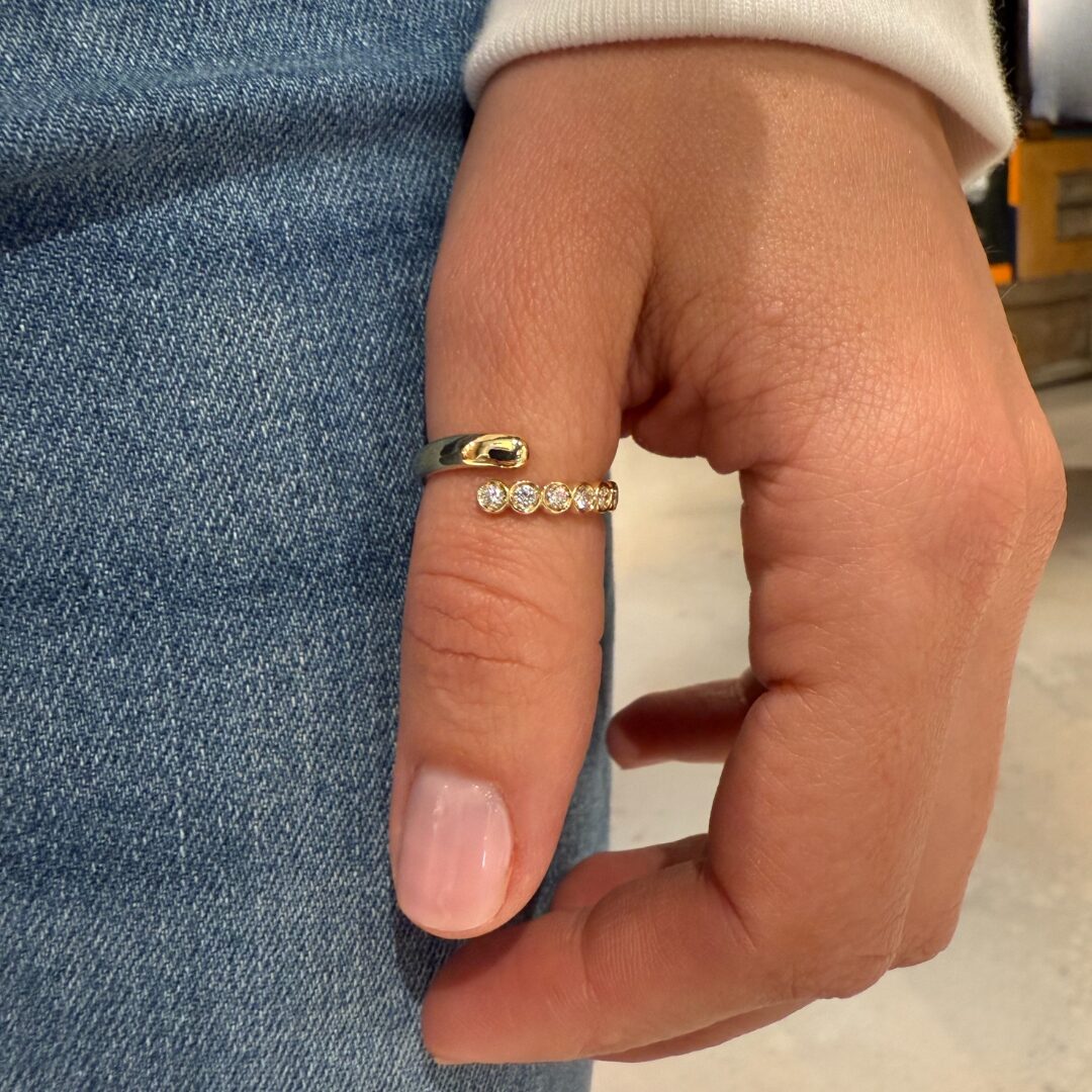 Anello AQUA oro giallo fairmined etico 18k 750 diamanti lab grown diamanti da laboratorio Fàbera Jewelry