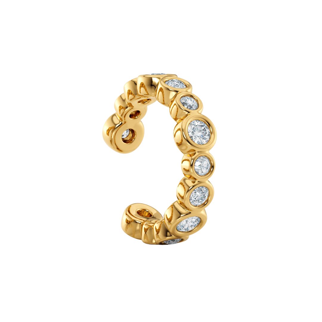 Luce ear cuff oro giallo fairmined etico 18k 750 diamanti lab grown diamanti da laboratorio Fàbera Jewelry