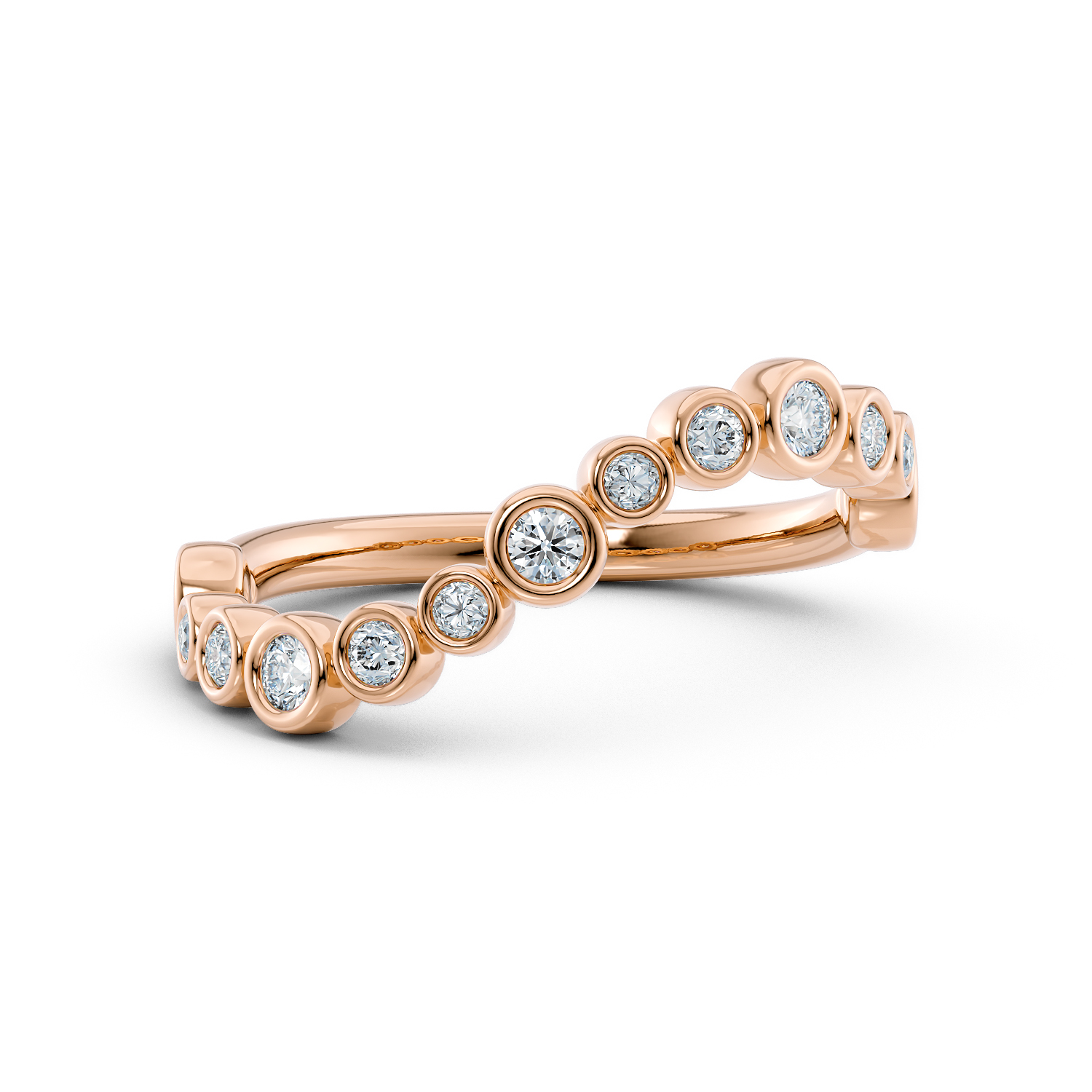 Anello di fidanzamento Wavy fede in oro etico 18k 750 Fairmined e diamanti lab grown da laboratorio certificati | Gioielli etici Fàbera Jewelry