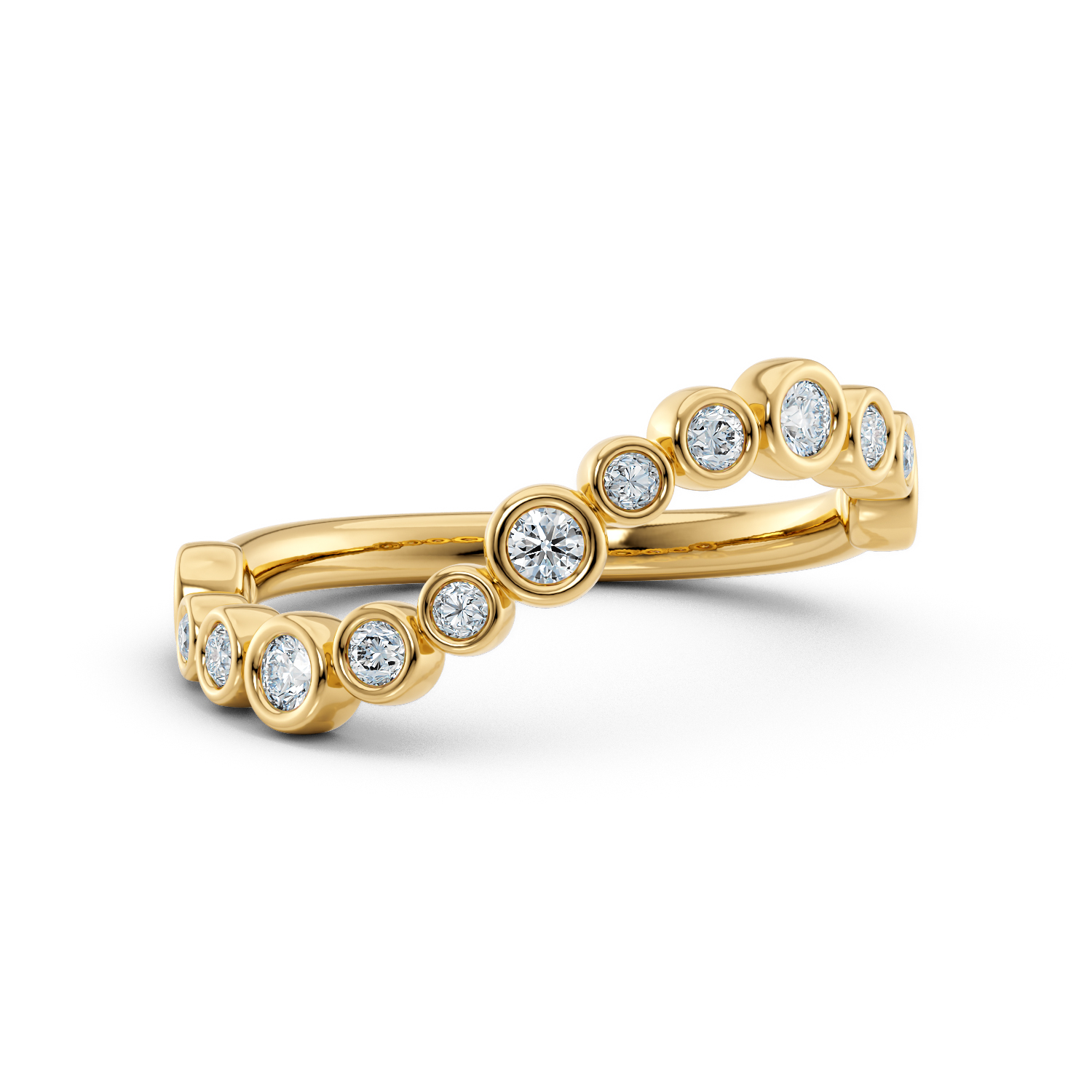 Anello di fidanzamento Wavy fede in oro etico 18k 750 Fairmined e diamanti lab grown da laboratorio certificati | Gioielli etici Fàbera Jewelry