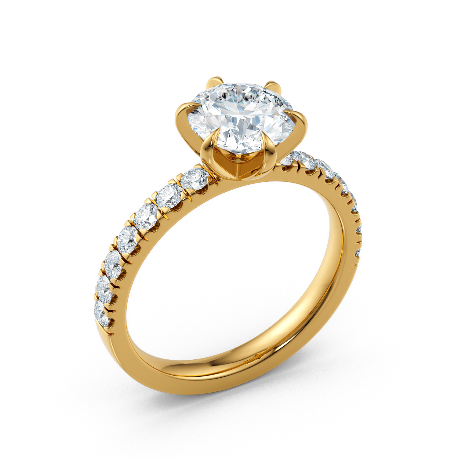 Anello di fidanzamento solitario brillante Diana obliquo oro giallo fairmined etico 18k 750 diamanti lab grown diamanti da laboratorio Fàbera Jewelry