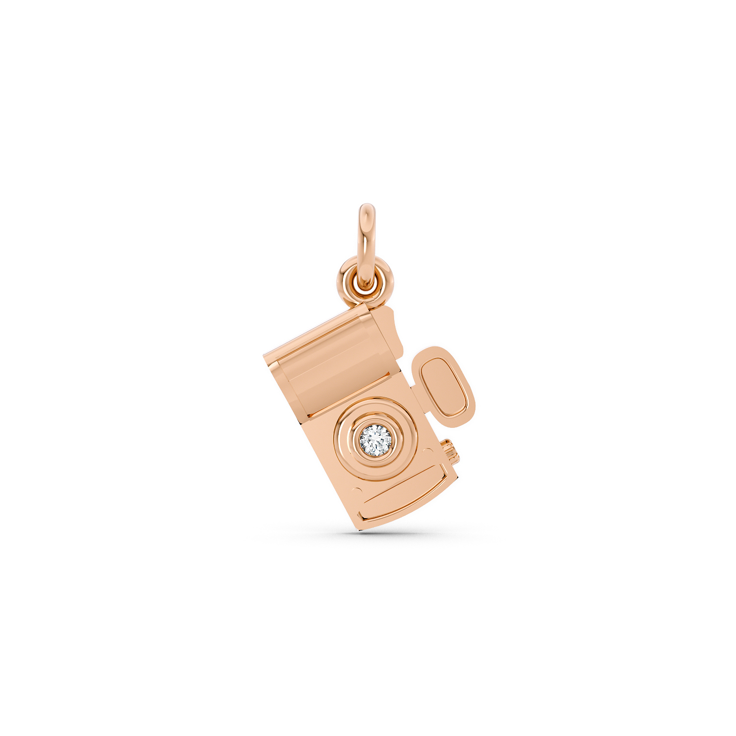 Macchina fotografica oro etico 14k rosa Fairmined - gioielli artigianali - Fàbera Jewelry